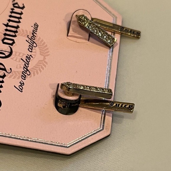 NWT Juicy Couture Dangle Stud Earrings with Crystals - Picture 2 of 3